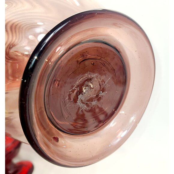 Hermanos Avalos Mexican art Glass Tall amethyst swirl Vase 16" - Picture 9 of 9